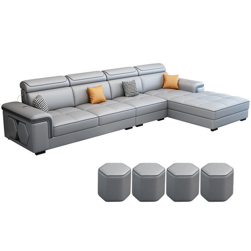 Contemporary L-shape Sectional Right Hand Facing Sofa and Chaise for Living Room Grey Clearhalo 'Furniture' 'furniture_sectionals' 'Living Room Furniture' 'Sectionals' 4883482