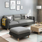 Linen Blend High Back Sofa Square Arm Slipcovered Sectional with Storag Dark Grey Light Grey Clearhalo 'furn' 'furn_sectionals' 'Furniture' 'furniture_sectionals' 'Living Room Furniture' 'Sectionals' 4883485
