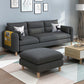 Linen Blend High Back Sofa Square Arm Slipcovered Sectional with Storag Dark Gray Clearhalo 'furn' 'furn_sectionals' 'Furniture' 'furniture_sectionals' 'Living Room Furniture' 'Sectionals' 4883486
