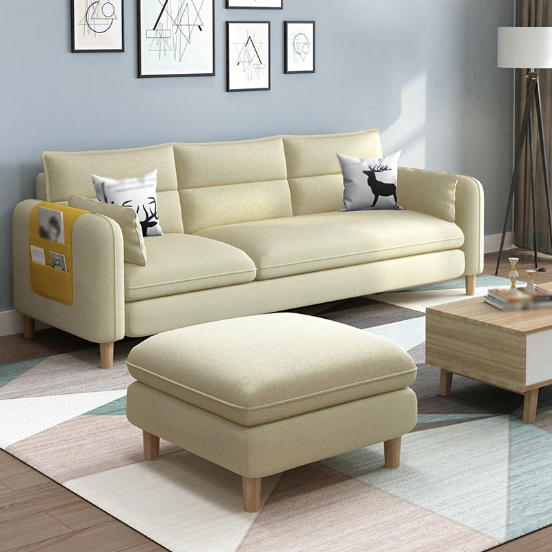 Linen Blend High Back Sofa Square Arm Slipcovered Sectional with Storag Off-White Clearhalo 'furn' 'furn_sectionals' 'Furniture' 'furniture_sectionals' 'Living Room Furniture' 'Sectionals' 4883487