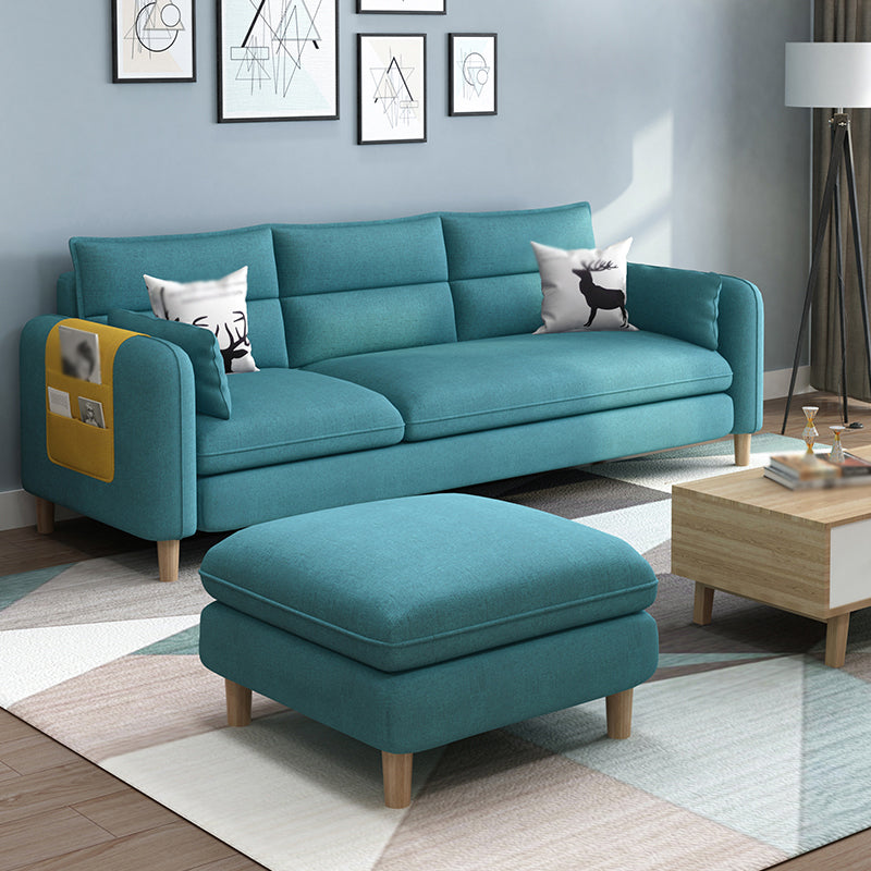 Linen Blend High Back Sofa Square Arm Slipcovered Sectional with Storag Light Green Clearhalo 'furn' 'furn_sectionals' 'Furniture' 'furniture_sectionals' 'Living Room Furniture' 'Sectionals' 4883490