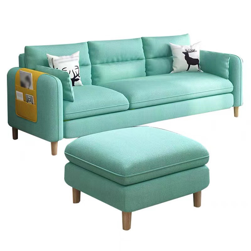 Linen Blend High Back Sofa Square Arm Slipcovered Sectional with Storag 71"L x 54"W x 31"H Mint Green Clearhalo 'furn' 'furn_sectionals' 'Furniture' 'furniture_sectionals' 'Living Room Furniture' 'Sectionals' 4883491