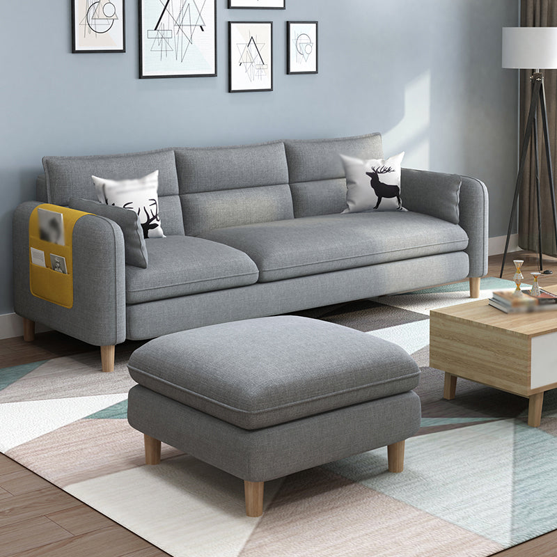 Linen Blend High Back Sofa Square Arm Slipcovered Sectional with Storag Light Gray Clearhalo 'furn' 'furn_sectionals' 'Furniture' 'furniture_sectionals' 'Living Room Furniture' 'Sectionals' 4883498