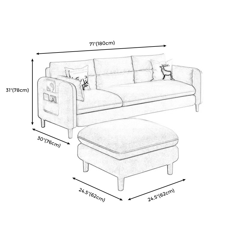 Linen Blend High Back Sofa Square Arm Slipcovered Sectional with Storag Clearhalo 'furn' 'furn_sectionals' 'Furniture' 'furniture_sectionals' 'Living Room Furniture' 'Sectionals' 4883500