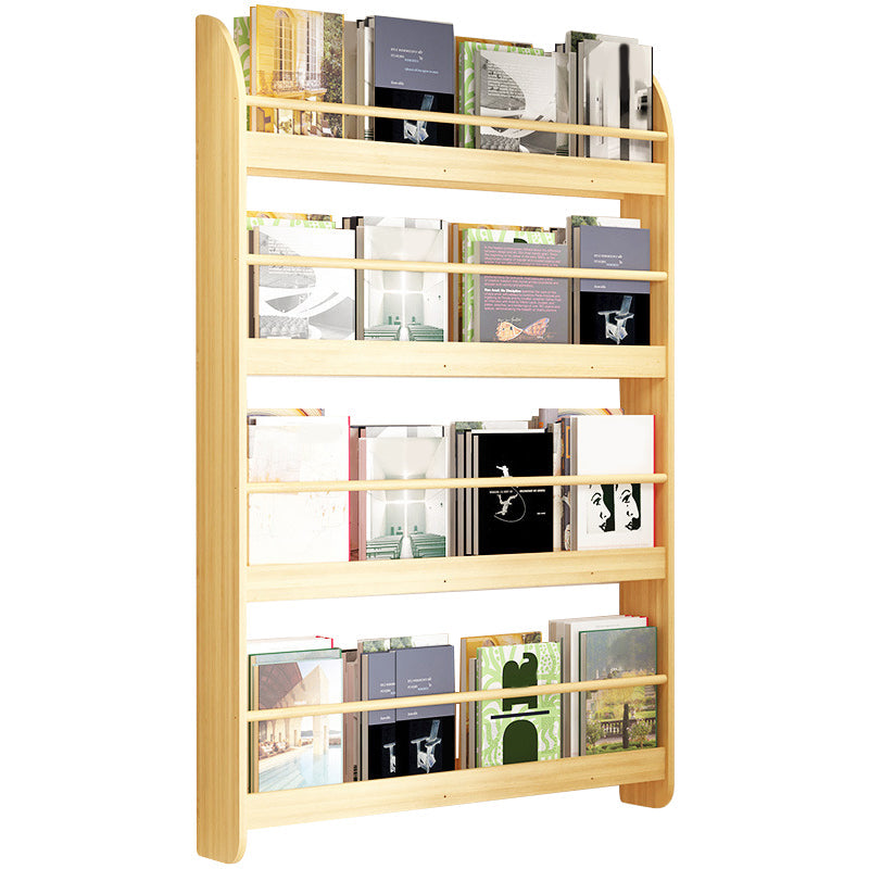 Pine Wood Wall Mounted Bookshelf Natural Scandinavian Bookcase for Bedroom 31.5"L x 4.7"W x 46.5"H Clearhalo 'Bookcases' 'Furniture' 'furniture_bookcases' 'Office Furniture' 4887060