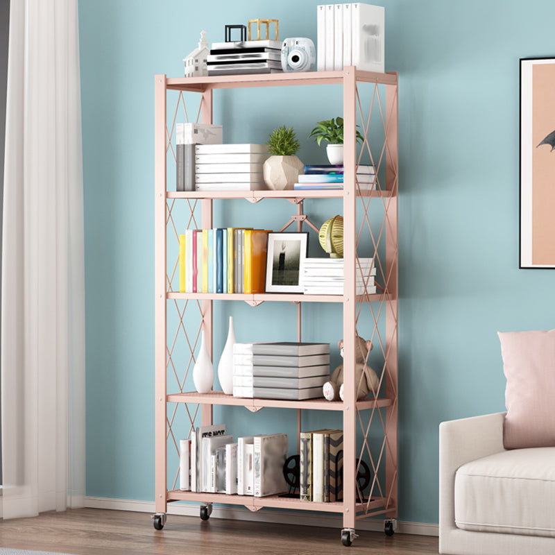 Foldable Bookshelf Scandinavian Style Bookcase for Home Office with Casters Clearhalo 'Bookcases' 'furn' 'furn_bookcases' 'Furniture' 'furniture_bookcases' 'Office Furniture' 4887082