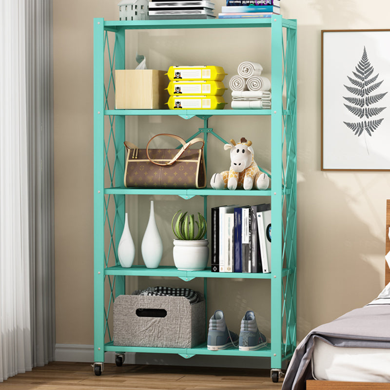 Foldable Bookshelf Scandinavian Style Bookcase for Home Office with Casters Clearhalo 'Bookcases' 'furn' 'furn_bookcases' 'Furniture' 'furniture_bookcases' 'Office Furniture' 4887084