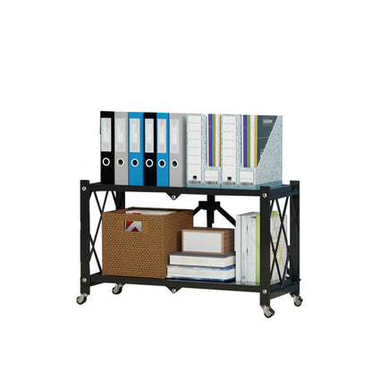 Foldable Bookshelf Scandinavian Style Bookcase for Home Office with Casters 28"L x 14.2"W x 14.2"H Black Clearhalo 'Bookcases' 'furn' 'furn_bookcases' 'Furniture' 'furniture_bookcases' 'Office Furniture' 4887085