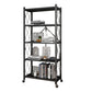 Foldable Bookshelf Scandinavian Style Bookcase for Home Office with Casters 28"L x 14.2"W x 64.2"H Black Clearhalo 'Bookcases' 'furn' 'furn_bookcases' 'Furniture' 'furniture_bookcases' 'Office Furniture' 4887091