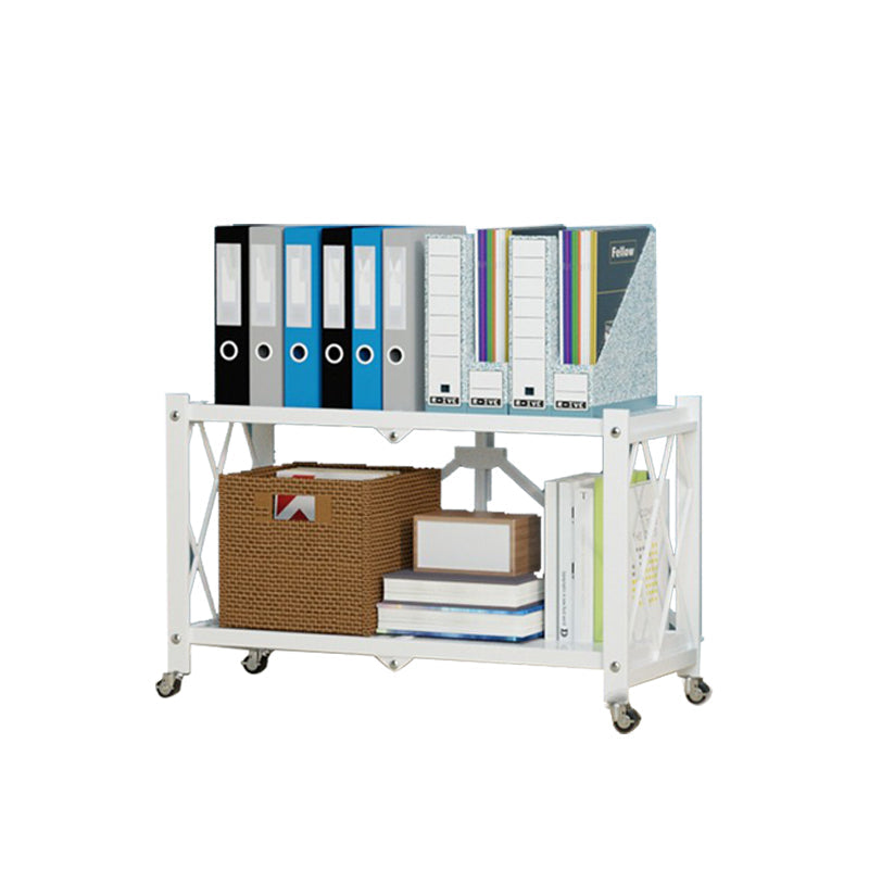 Foldable Bookshelf Scandinavian Style Bookcase for Home Office with Casters 28"L x 14.2"W x 14.2"H White Clearhalo 'Bookcases' 'furn' 'furn_bookcases' 'Furniture' 'furniture_bookcases' 'Office Furniture' 4887098