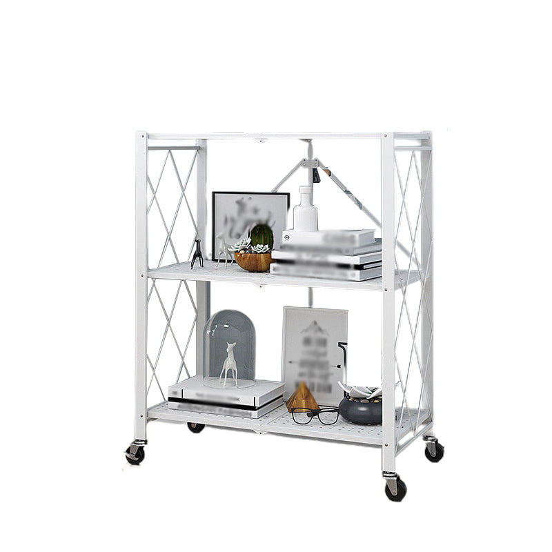 Foldable Bookshelf Scandinavian Style Bookcase for Home Office with Casters 28"L x 14.2"W x 34.3"H White Clearhalo 'Bookcases' 'furn' 'furn_bookcases' 'Furniture' 'furniture_bookcases' 'Office Furniture' 4887100