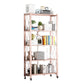 Foldable Bookshelf Scandinavian Style Bookcase for Home Office with Casters 28"L x 14.2"W x 63.4"H Pink Clearhalo 'Bookcases' 'furn' 'furn_bookcases' 'Furniture' 'furniture_bookcases' 'Office Furniture' 4887106