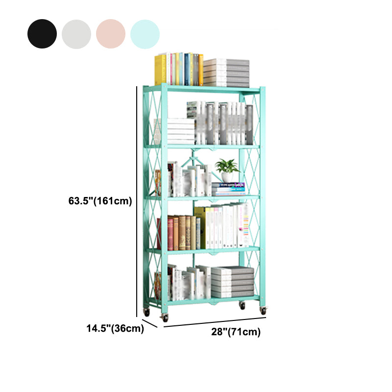 Foldable Bookshelf Scandinavian Style Bookcase for Home Office with Casters Clearhalo 'Bookcases' 'furn' 'furn_bookcases' 'Furniture' 'furniture_bookcases' 'Office Furniture' 4887112