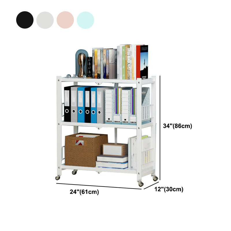 Foldable Bookshelf Scandinavian Style Bookcase for Home Office with Casters Clearhalo 'Bookcases' 'furn' 'furn_bookcases' 'Furniture' 'furniture_bookcases' 'Office Furniture' 4887113