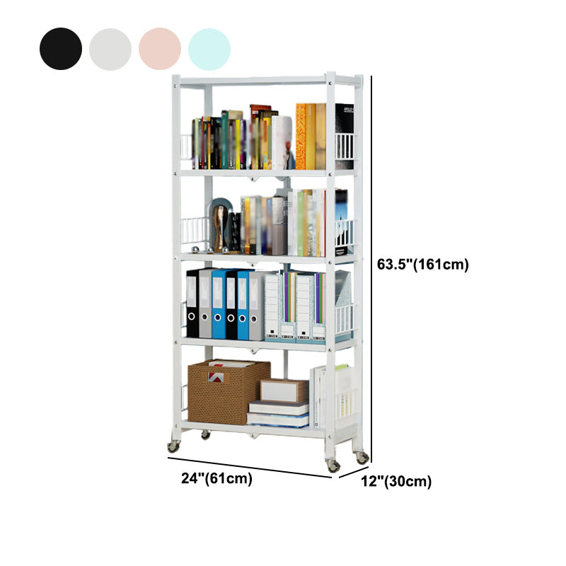 Foldable Bookshelf Scandinavian Style Bookcase for Home Office with Casters Clearhalo 'Bookcases' 'furn' 'furn_bookcases' 'Furniture' 'furniture_bookcases' 'Office Furniture' 4887115