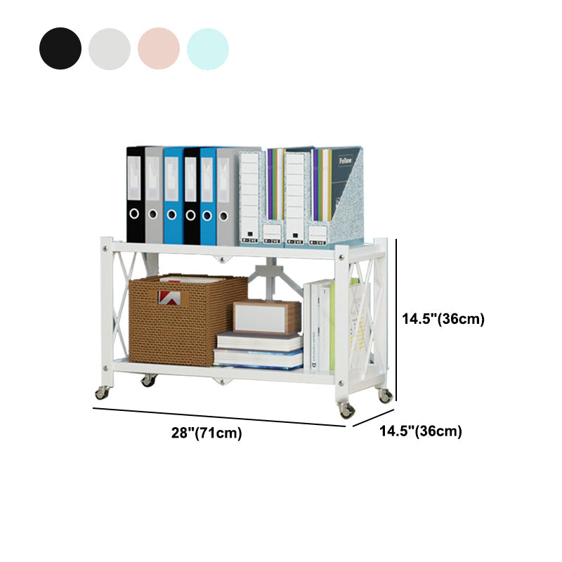 Foldable Bookshelf Scandinavian Style Bookcase for Home Office with Casters Clearhalo 'Bookcases' 'furn' 'furn_bookcases' 'Furniture' 'furniture_bookcases' 'Office Furniture' 4887116