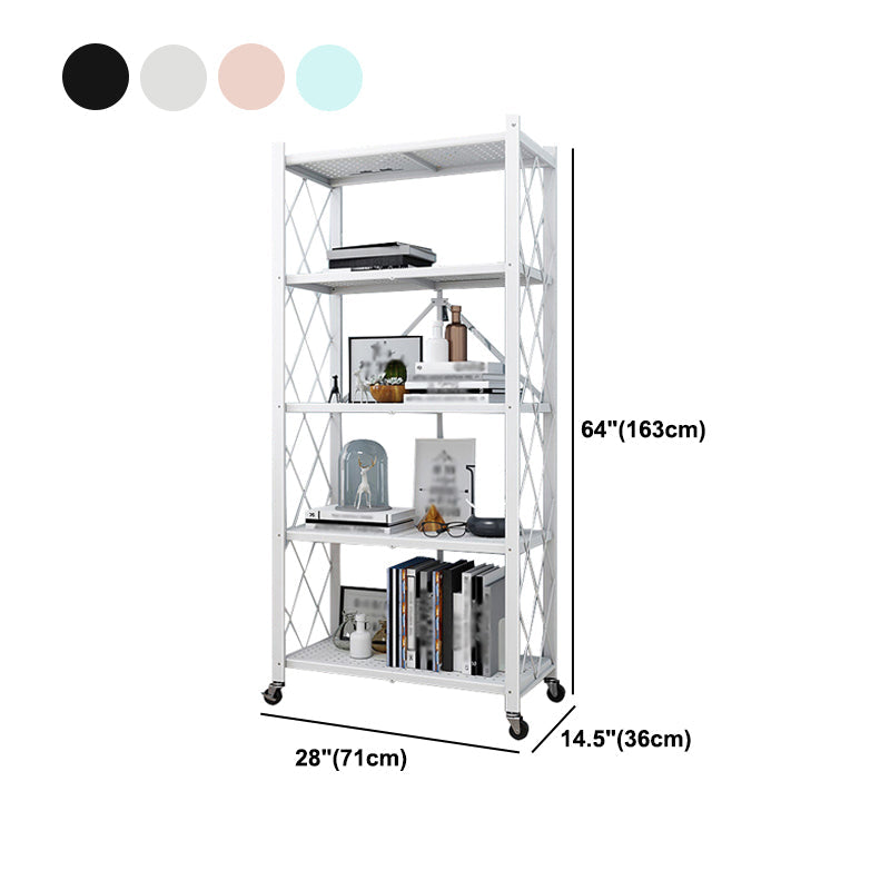 Foldable Bookshelf Scandinavian Style Bookcase for Home Office with Casters Clearhalo 'Bookcases' 'furn' 'furn_bookcases' 'Furniture' 'furniture_bookcases' 'Office Furniture' 4887119