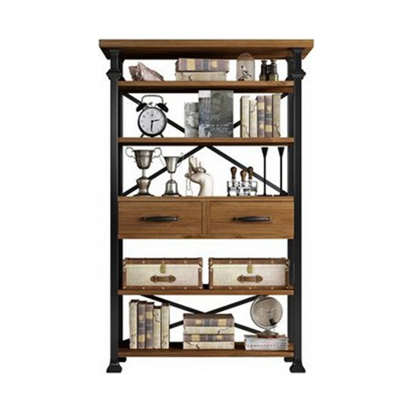 Solid Wood Bookshelf Industrial Style Open Back Bookcase for Home Office Clearhalo 'Bookcases' 'furn' 'furn_bookcases' 'Furniture' 'furniture_bookcases' 'Office Furniture' 4887145