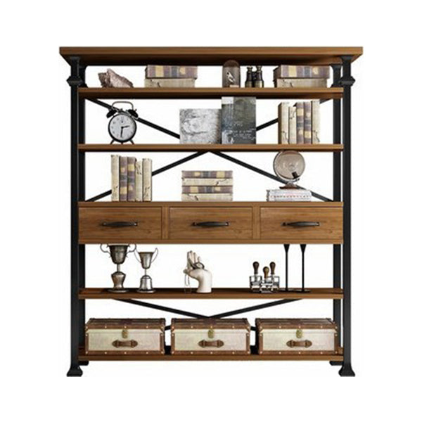 Solid Wood Bookshelf Industrial Style Open Back Bookcase for Home Office Clearhalo 'Bookcases' 'furn' 'furn_bookcases' 'Furniture' 'furniture_bookcases' 'Office Furniture' 4887147