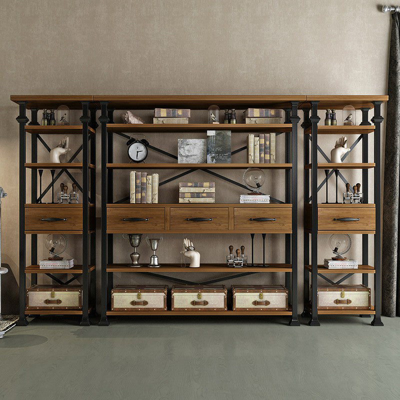 Solid Wood Bookshelf Industrial Style Open Back Bookcase for Home Office Clearhalo 'Bookcases' 'furn' 'furn_bookcases' 'Furniture' 'furniture_bookcases' 'Office Furniture' 4887149