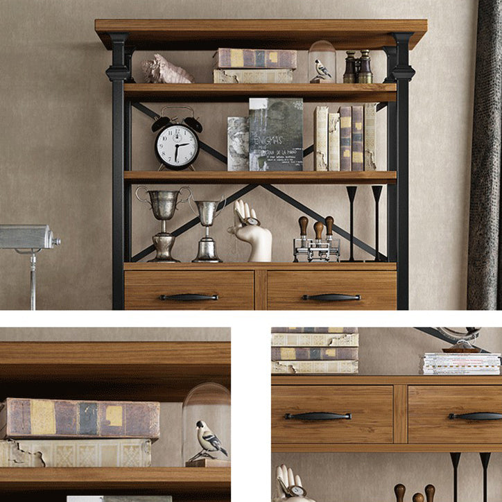 Solid Wood Bookshelf Industrial Style Open Back Bookcase for Home Office Clearhalo 'Bookcases' 'furn' 'furn_bookcases' 'Furniture' 'furniture_bookcases' 'Office Furniture' 4887151
