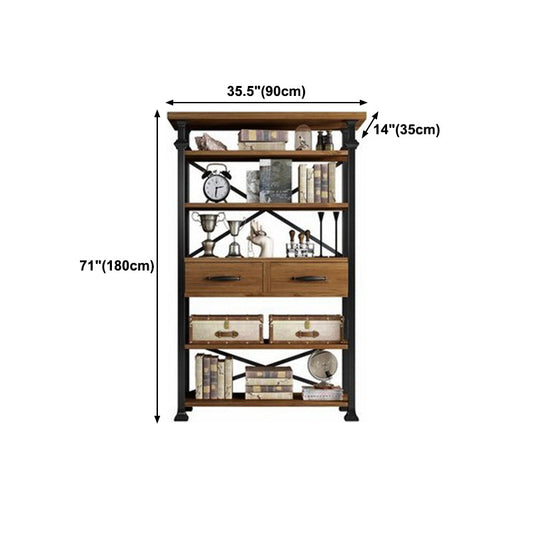 Solid Wood Bookshelf Industrial Style Open Back Bookcase for Home Office Clearhalo 'Bookcases' 'furn' 'furn_bookcases' 'Furniture' 'furniture_bookcases' 'Office Furniture' 4887160