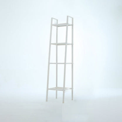 Scandinavian Open Ladder Bookshelf Metal Bookcase for Living Room 13.8"L x 13.8"W x 57.9"H White