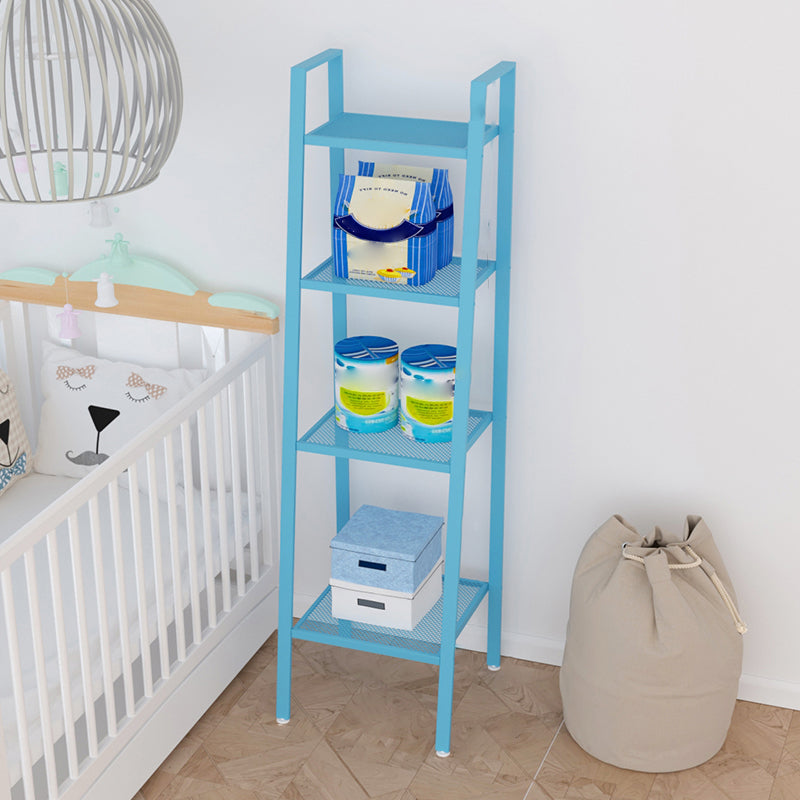 Scandinavian Open Ladder Bookshelf Metal Bookcase for Living Room 13.8"L x 13.8"W x 57.9"H Blue Clearhalo 'Bookcases' 'furn' 'furn_bookcases' 'Furniture' 'furniture_bookcases' 'Office Furniture' 4887205
