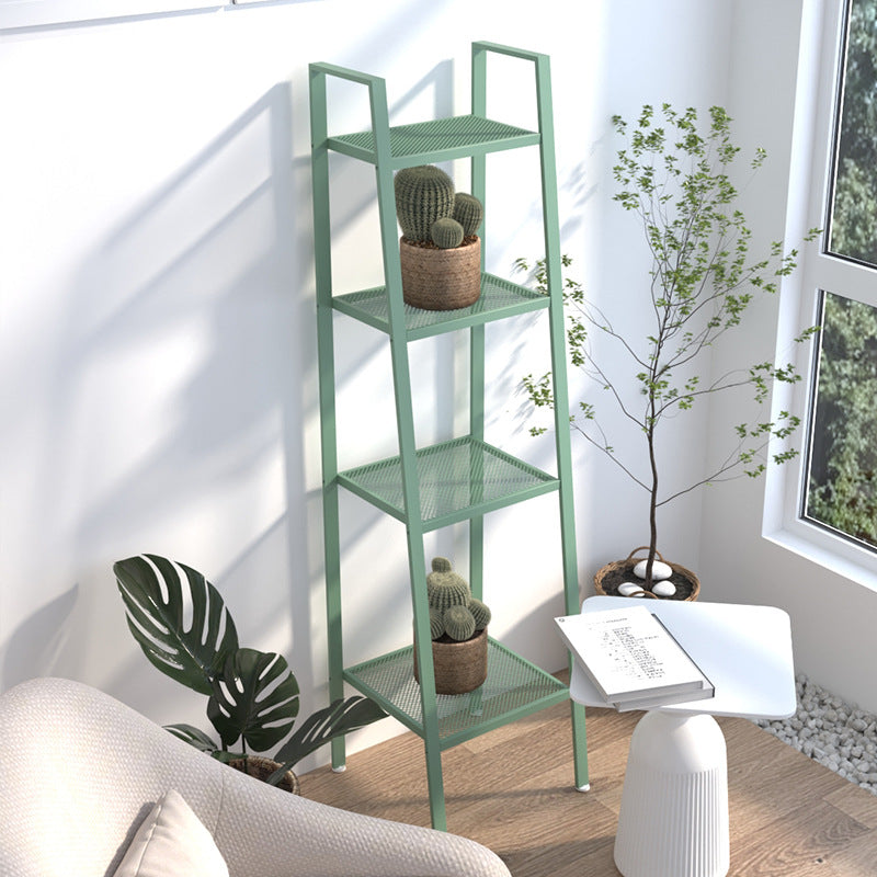 Scandinavian Open Ladder Bookshelf Metal Bookcase for Living Room 13.8"L x 13.8"W x 57.9"H Mint Green Clearhalo 'Bookcases' 'furn' 'furn_bookcases' 'Furniture' 'furniture_bookcases' 'Office Furniture' 4887211