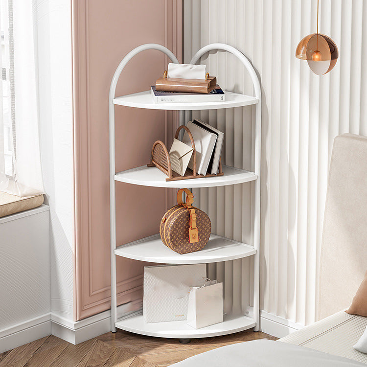 Scandinavian Open Corner Bookshelf with Iron Frame Manufactured Wood Bookcase 15.7"L x 15.7"W x 43.7"H White Clearhalo 'Bookcases' 'furn' 'furn_bookcases' 'Furniture' 'furniture_bookcases' 'Office Furniture' 4887221
