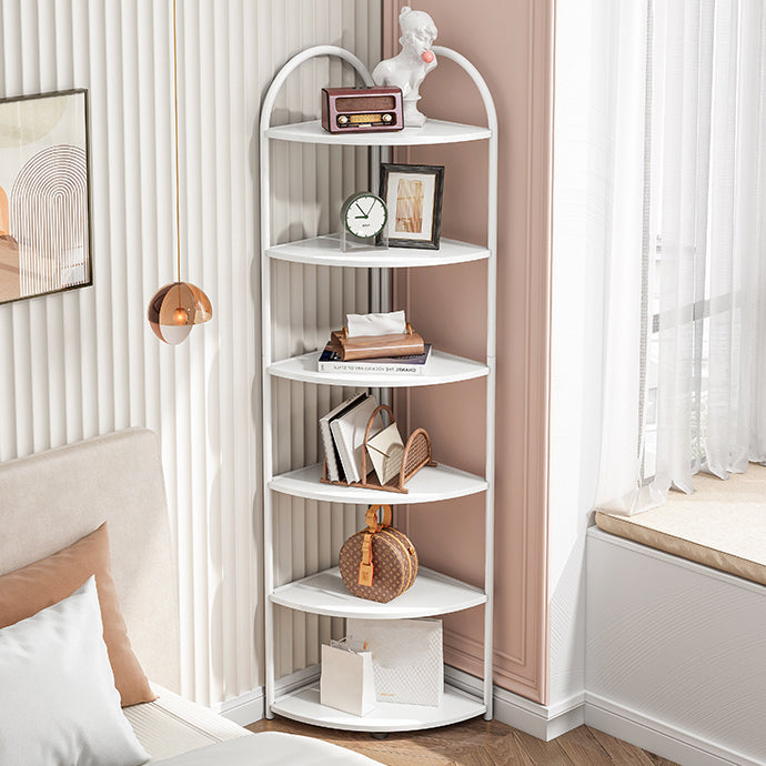 Scandinavian Open Corner Bookshelf with Iron Frame Manufactured Wood Bookcase Clearhalo 'Bookcases' 'furn' 'furn_bookcases' 'Furniture' 'furniture_bookcases' 'Office Furniture' 4887222