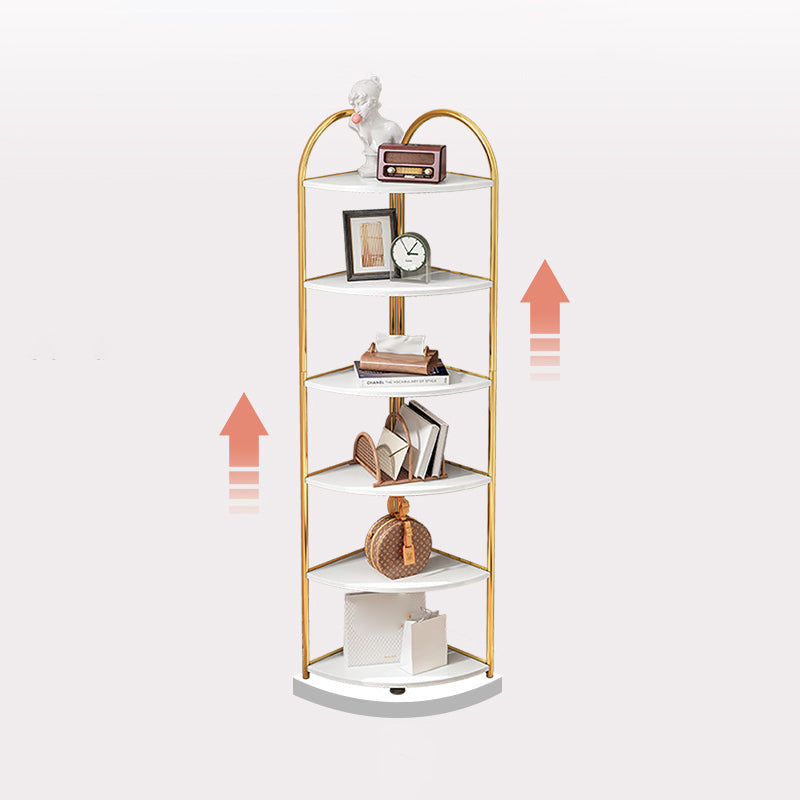 Scandinavian Open Corner Bookshelf with Iron Frame Manufactured Wood Bookcase Clearhalo 'Bookcases' 'furn' 'furn_bookcases' 'Furniture' 'furniture_bookcases' 'Office Furniture' 4887224
