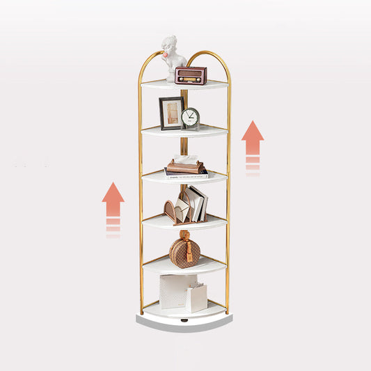 Scandinavian Open Corner Bookshelf with Iron Frame Manufactured Wood Bookcase Clearhalo 'Bookcases' 'furn' 'furn_bookcases' 'Furniture' 'furniture_bookcases' 'Office Furniture' 4887224