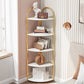 Scandinavian Open Corner Bookshelf with Iron Frame Manufactured Wood Bookcase 11.8"L x 11.8"W x 55.9"H White-Gold Clearhalo 'Bookcases' 'furn' 'furn_bookcases' 'Furniture' 'furniture_bookcases' 'Office Furniture' 4887235