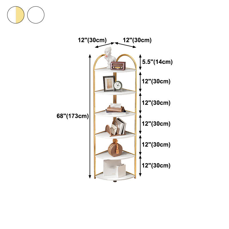 Scandinavian Open Corner Bookshelf with Iron Frame Manufactured Wood Bookcase Clearhalo 'Bookcases' 'furn' 'furn_bookcases' 'Furniture' 'furniture_bookcases' 'Office Furniture' 4887242