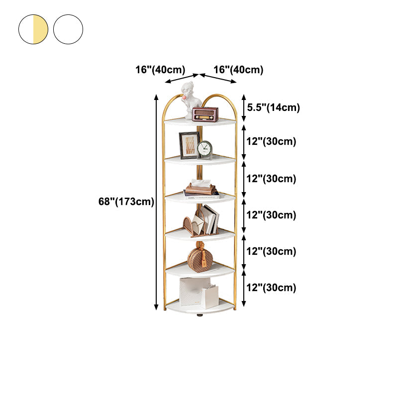 Scandinavian Open Corner Bookshelf with Iron Frame Manufactured Wood Bookcase Clearhalo 'Bookcases' 'furn' 'furn_bookcases' 'Furniture' 'furniture_bookcases' 'Office Furniture' 4887245