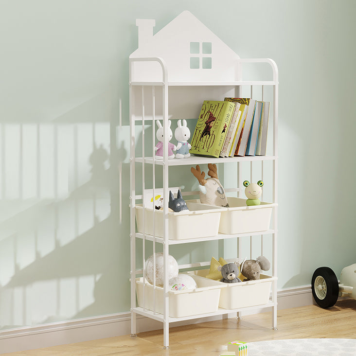 Open Back Bookshelf Scandinavian Style Bookcase for Home Study Room 23.6"L x 11"W x 55.1"H White Hutch Clearhalo 'Bookcases' 'furn' 'furn_bookcases' 'Furniture' 'furniture_bookcases' 'Office Furniture' 4887252