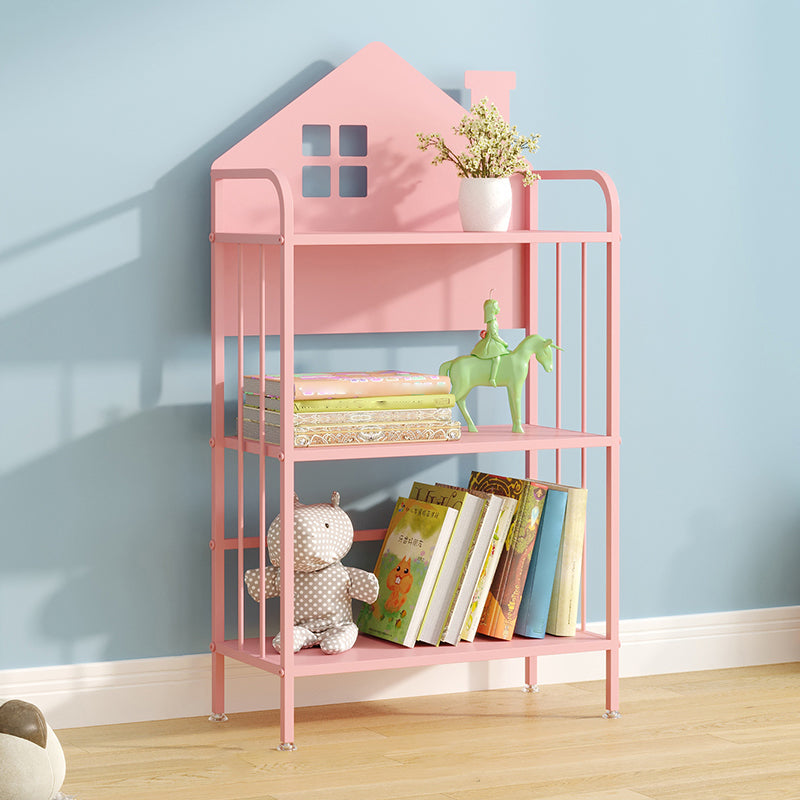 Open Back Bookshelf Scandinavian Style Bookcase for Home Study Room 23.6"L x 11"W x 43.3"H Pink Shelves Clearhalo 'Bookcases' 'furn' 'furn_bookcases' 'Furniture' 'furniture_bookcases' 'Office Furniture' 4887254