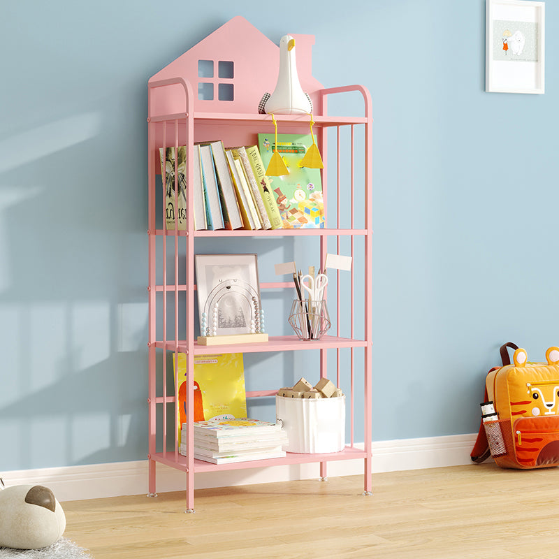 Open Back Bookshelf Scandinavian Style Bookcase for Home Study Room 23.6"L x 11"W x 55.1"H Pink Shelves Clearhalo 'Bookcases' 'furn' 'furn_bookcases' 'Furniture' 'furniture_bookcases' 'Office Furniture' 4887257
