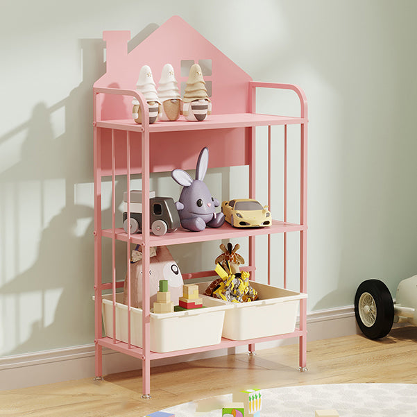 Open Back Bookshelf Scandinavian Style Bookcase for Home Study Room 23.6"L x 11"W x 43.3"H Pink Hutch Clearhalo 'Bookcases' 'furn' 'furn_bookcases' 'Furniture' 'furniture_bookcases' 'Office Furniture' 4887259