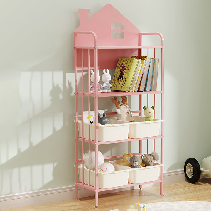 Open Back Bookshelf Scandinavian Style Bookcase for Home Study Room 23.6"L x 11"W x 55.1"H Pink Hutch Clearhalo 'Bookcases' 'furn' 'furn_bookcases' 'Furniture' 'furniture_bookcases' 'Office Furniture' 4887260