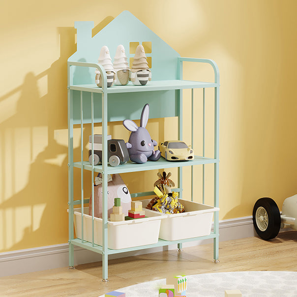 Open Back Bookshelf Scandinavian Style Bookcase for Home Study Room 23.6"L x 11"W x 43.3"H Blue Hutch Clearhalo 'Bookcases' 'furn' 'furn_bookcases' 'Furniture' 'furniture_bookcases' 'Office Furniture' 4887266