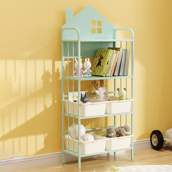 Open Back Bookshelf Scandinavian Style Bookcase for Home Study Room 23.6"L x 11"W x 55.1"H Blue Hutch Clearhalo 'Bookcases' 'furn' 'furn_bookcases' 'Furniture' 'furniture_bookcases' 'Office Furniture' 4887268