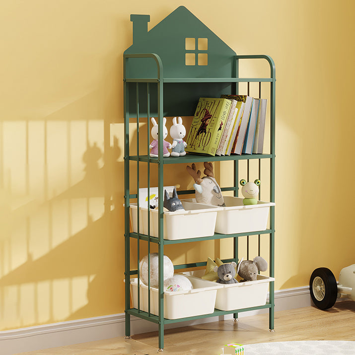 Open Back Bookshelf Scandinavian Style Bookcase for Home Study Room 23.6"L x 11"W x 55.1"H Green Hutch Clearhalo 'Bookcases' 'furn' 'furn_bookcases' 'Furniture' 'furniture_bookcases' 'Office Furniture' 4887273