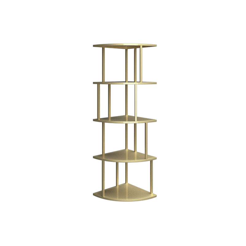 Scandinavian Iron Corner Bookshelf Vertical Open Bookcase for Bedroom 13.8"L x 13.8"W x 50.4"H Gold Clearhalo 'Bookcases' 'furn' 'furn_bookcases' 'Furniture' 'furniture_bookcases' 'Office Furniture' 4887308