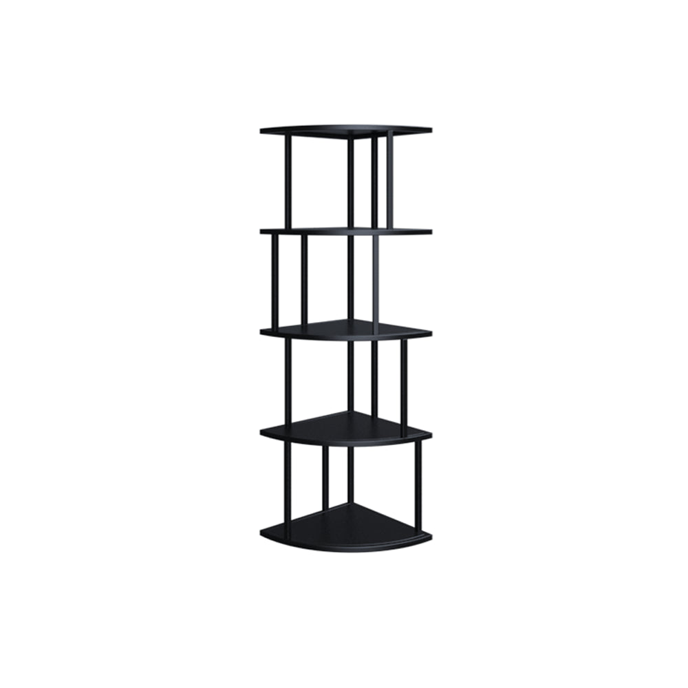 Scandinavian Iron Corner Bookshelf Vertical Open Bookcase for Bedroom 13.8"L x 13.8"W x 50.4"H Black Clearhalo 'Bookcases' 'furn' 'furn_bookcases' 'Furniture' 'furniture_bookcases' 'Office Furniture' 4887309