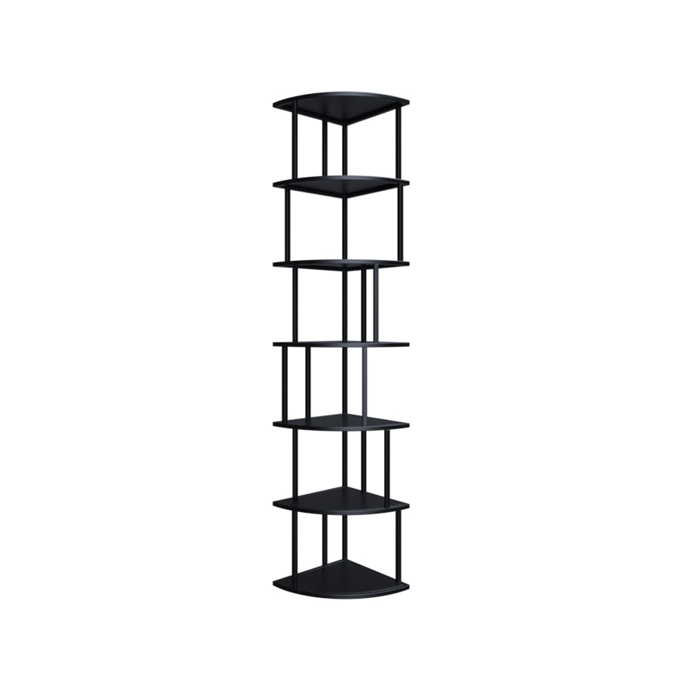 Scandinavian Iron Corner Bookshelf Vertical Open Bookcase for Bedroom 13.8"L x 13.8"W x 75.6"H Black Clearhalo 'Bookcases' 'furn' 'furn_bookcases' 'Furniture' 'furniture_bookcases' 'Office Furniture' 4887311