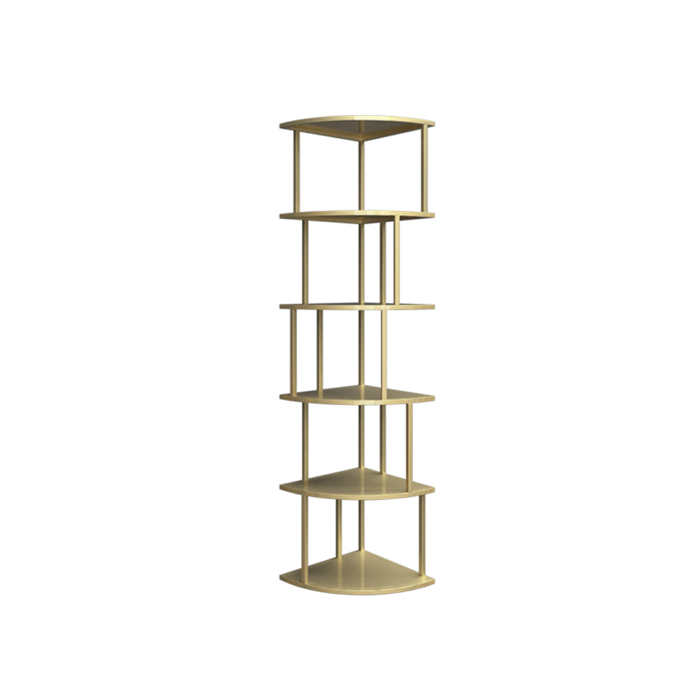 Scandinavian Iron Corner Bookshelf Vertical Open Bookcase for Bedroom 13.8"L x 13.8"W x 63"H Gold Clearhalo 'Bookcases' 'furn' 'furn_bookcases' 'Furniture' 'furniture_bookcases' 'Office Furniture' 4887313