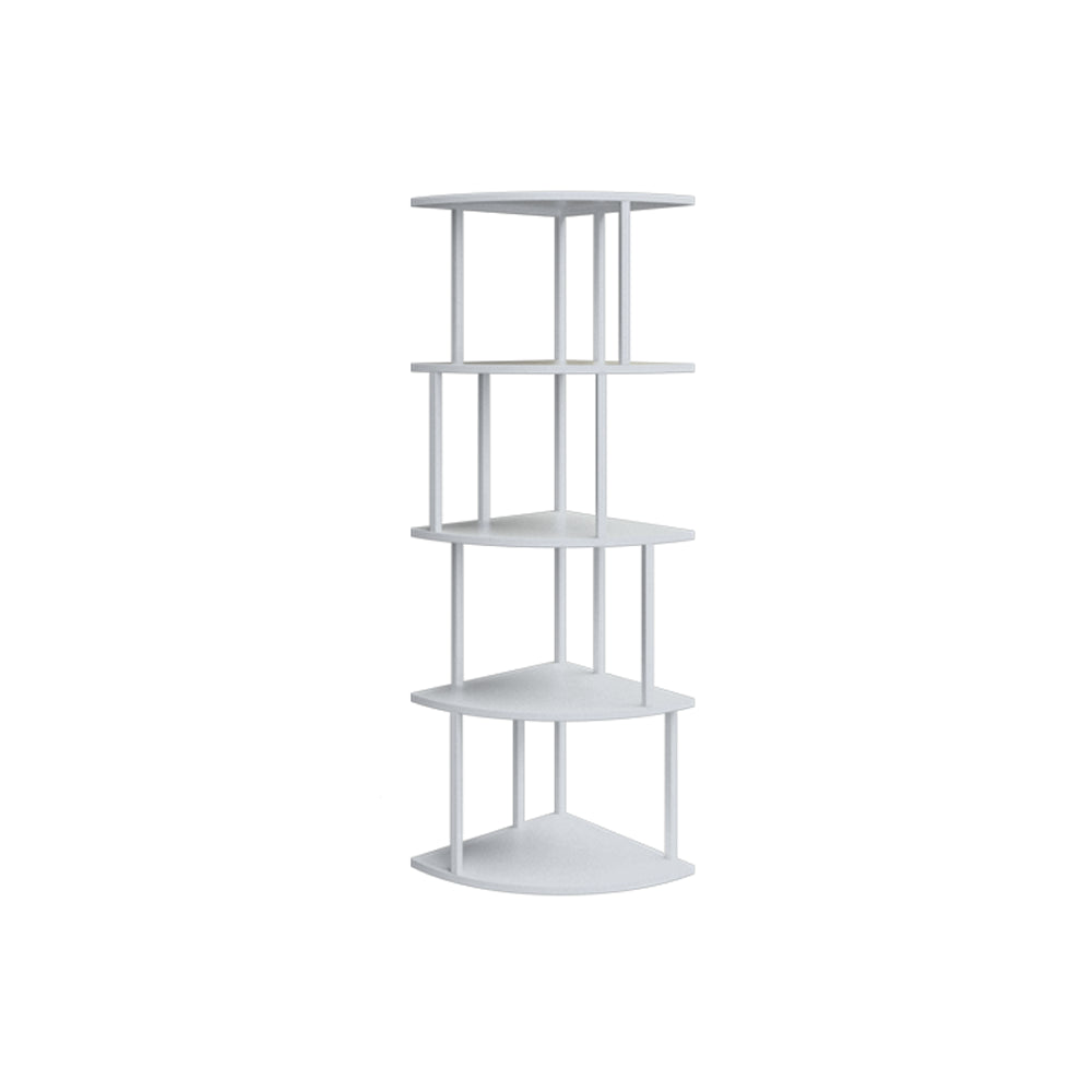 Scandinavian Iron Corner Bookshelf Vertical Open Bookcase for Bedroom 13.8"L x 13.8"W x 50.4"H White Clearhalo 'Bookcases' 'furn' 'furn_bookcases' 'Furniture' 'furniture_bookcases' 'Office Furniture' 4887315