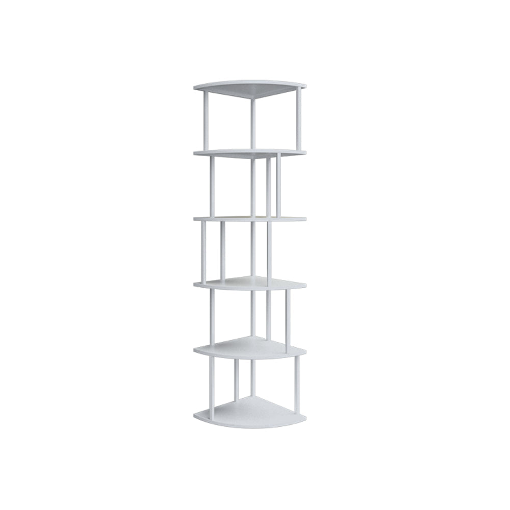 Scandinavian Iron Corner Bookshelf Vertical Open Bookcase for Bedroom 13.8"L x 13.8"W x 63"H White Clearhalo 'Bookcases' 'furn' 'furn_bookcases' 'Furniture' 'furniture_bookcases' 'Office Furniture' 4887317